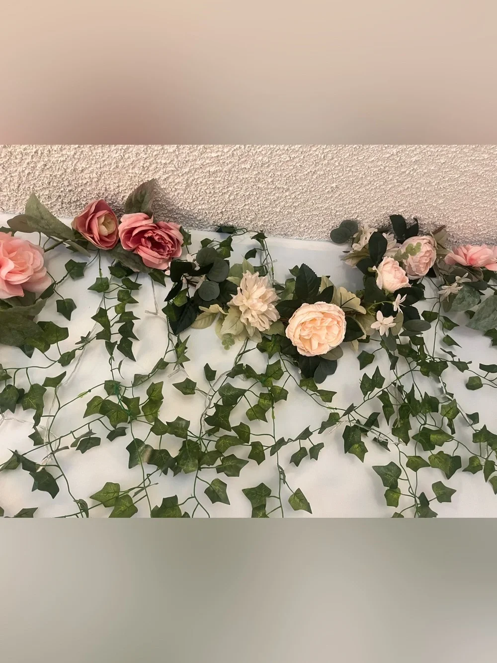 12 Foot Cabbage Rose & Dahlia Flower Garden & Light-up Ivy Vine Room Decor